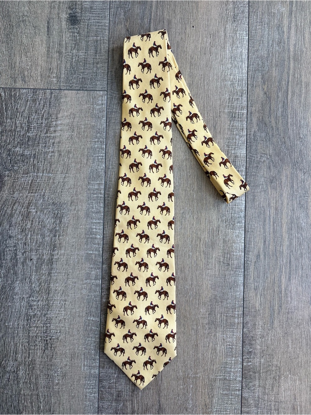 Vintage Lauren Ralph Lauren Equestrian Horse Rider 100% Silk Tie Made USA